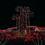 a large display of christmas lights in the dark